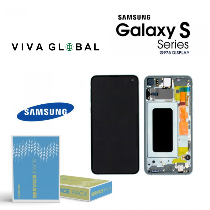 SAMSUNG ORIGINAL SERVICE PACK LCD WITH FRAME S10 PLUS G975F GH82-18834E GREEN COLOR