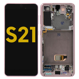 [S21-LCD-VIOLET-F-PREMIUM] OLED LCD ASSEMBLY WITH FRAME COMPATIBLE FOR SAMSUNG S21 G991 5G PREMIUM PINK / VIOLET COLOR