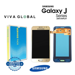 [J2-LCD-G-SAMSUNG] SAMSUNG ORIGINAL SERVICE PACK LCD NO FRAME SM-J200 J2 2015 GH97-17940B GOLD COLOR