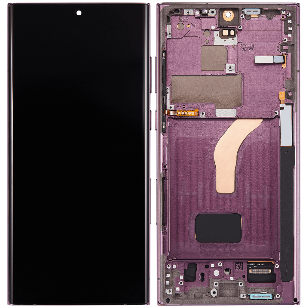 OLED LCD ASSEMBLY WITH FRAME COMPATIBLE FOR SAMSUNG S22 ULTRA 5G A+ BURGENDY COLOR