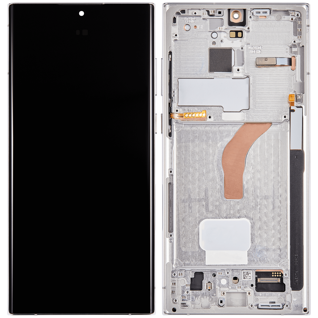 OLED LCD ASSEMBLY WITH FRAME COMPATIBLE FOR SAMSUNG S22 ULTRA 5G A+ WHITE COLOR