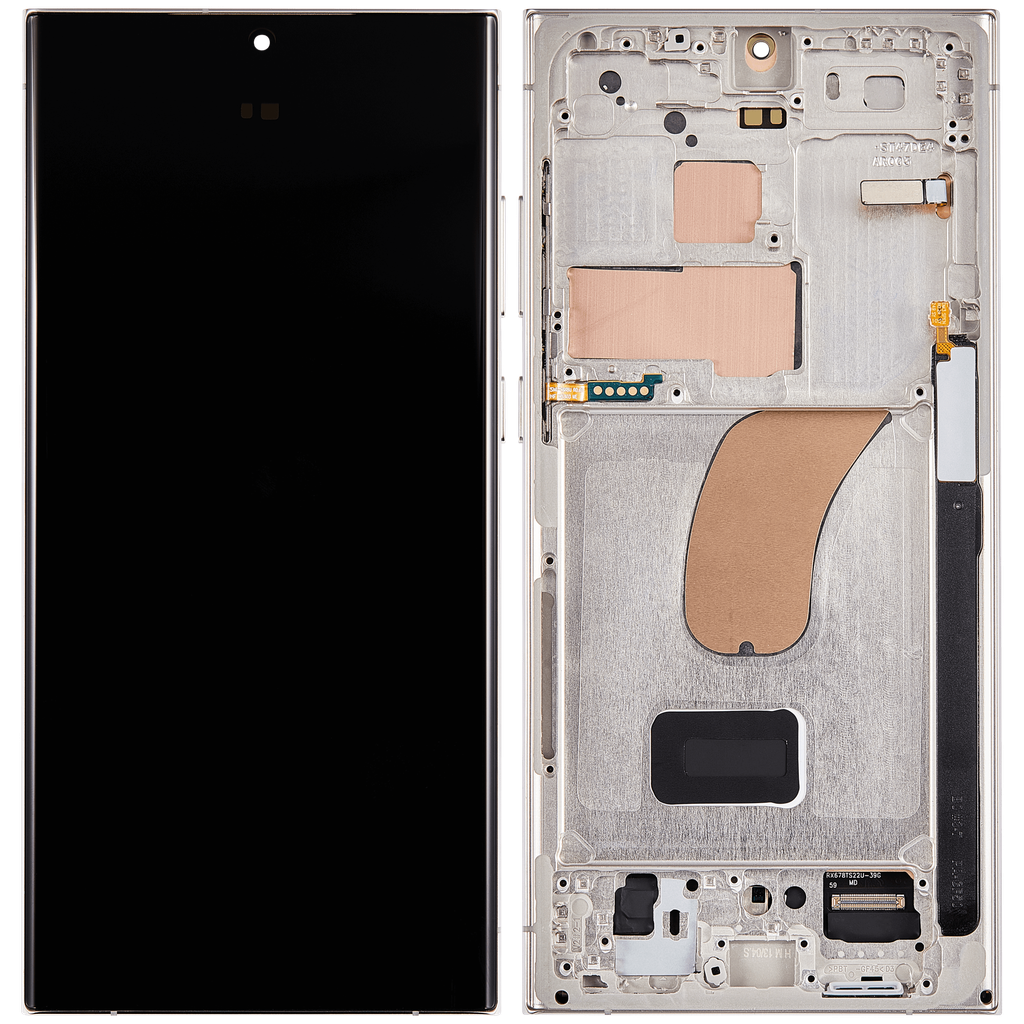 OLED LCD ASSEMBLY WITH FRAME COMPATIBLE FOR SAMSUNG S23 ULTRA 5G A+ CREAM COLOR