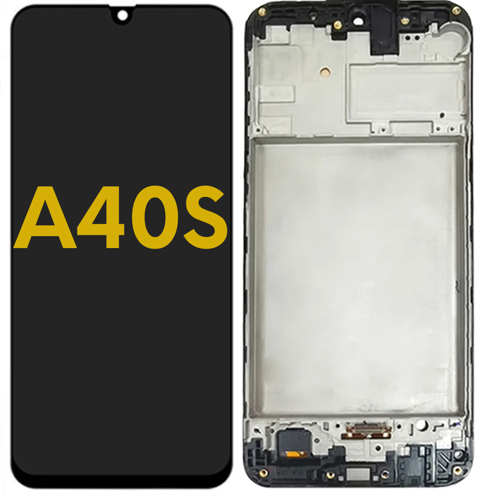 OLED LCD ASSEMBLY WITH FRAME FRAME COMPATIBLE FOR SAMSUNG A40S A407 2019 PREMIUM BLACK COLOR