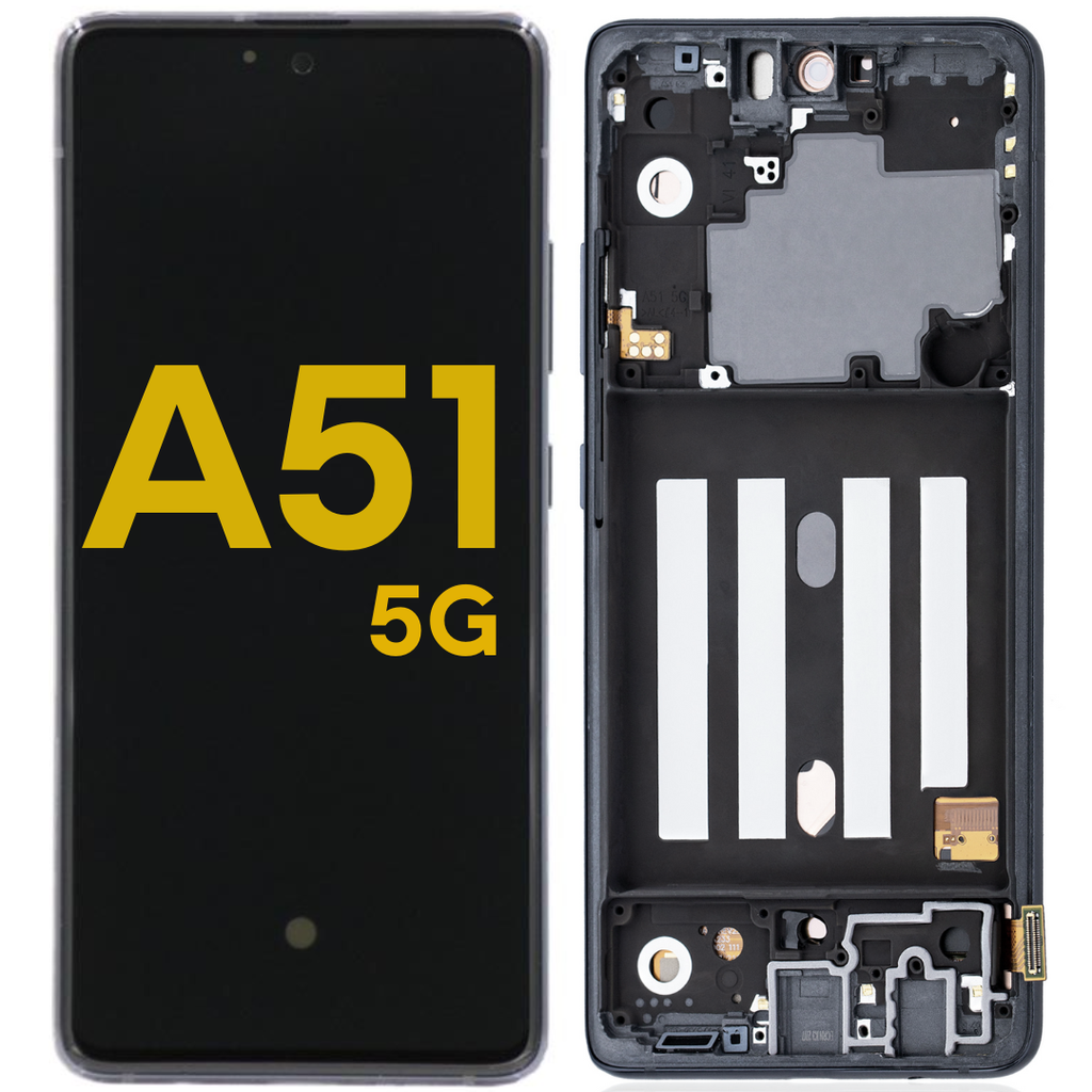 OLED LCD ASSEMBLY WITH FRAME COMPATIBLE FOR SAMSUNG A51 A516 2020 5G PREMIUM BLACK COLOR