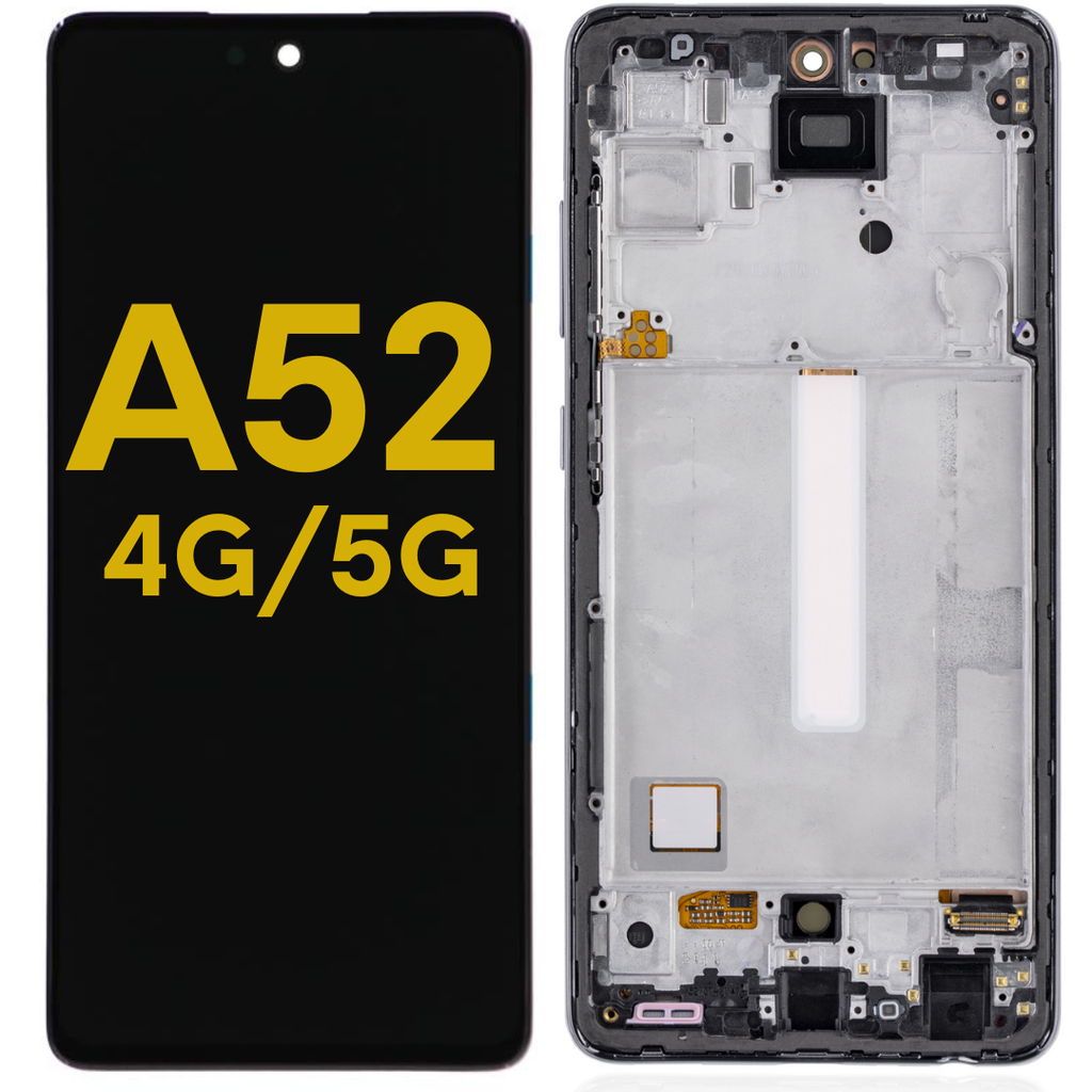 OLED BIG LCD ASSEMBLY WITH FRAME COMPATIBLE FOR SAMSUNG A52 A525 4G / 5G / PREMIUM BLACK COLOR