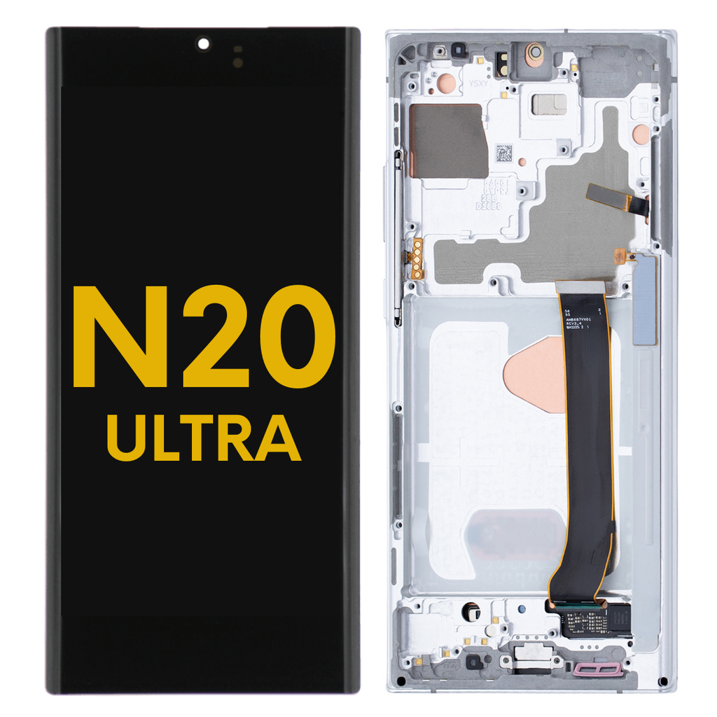 OLED LCD ASSEMBLY WITH FRAME COMPATIBLE FOR SAMSUNG NOTE 20 ULTRA N986 PREMIUM WHITE COLOR
