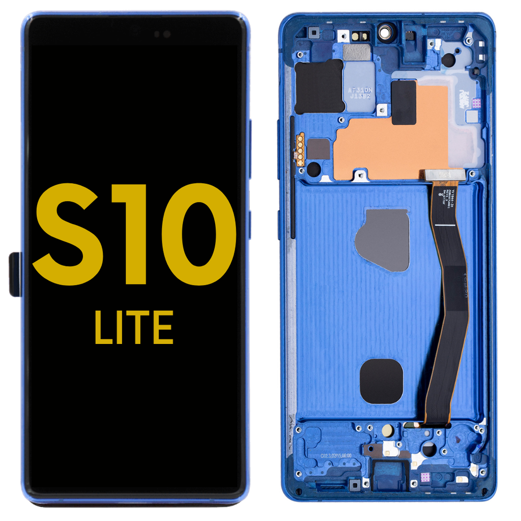 OLED LCD ASSEMBLY WITH FRAME COMPATIBLE FOR SAMSUNG S10 LITE PREMIUM BLUE COLOR