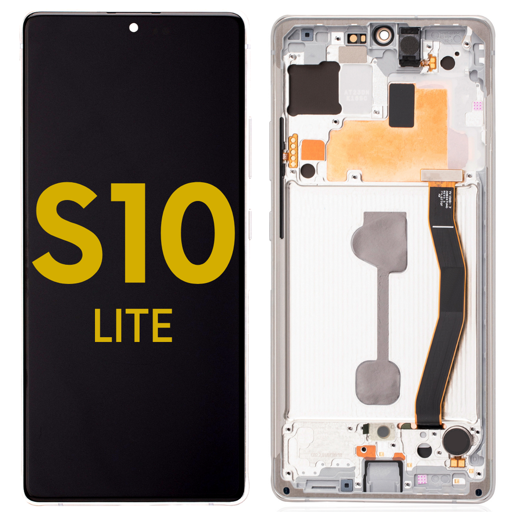 OLED LCD ASSEMBLY WITH FRAME COMPATIBLE FOR SAMSUNG S10 LITE PREMIUM WHITE COLOR