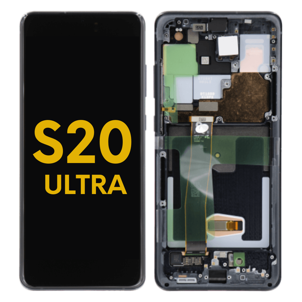 OLED LCD ASSEMBLY WITH FRAME COMPATIBLE FOR SAMSUNG S20 ULTRA G988B G988U 5G PREMIUM BLACK COLOR