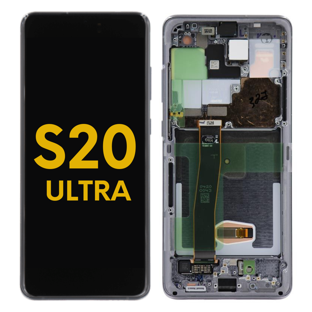 OLED LCD ASSEMBLY WITH FRAME COMPATIBLE FOR SAMSUNG S20 ULTRA G988B G988U 5G PREMIUM GRAY COLOR