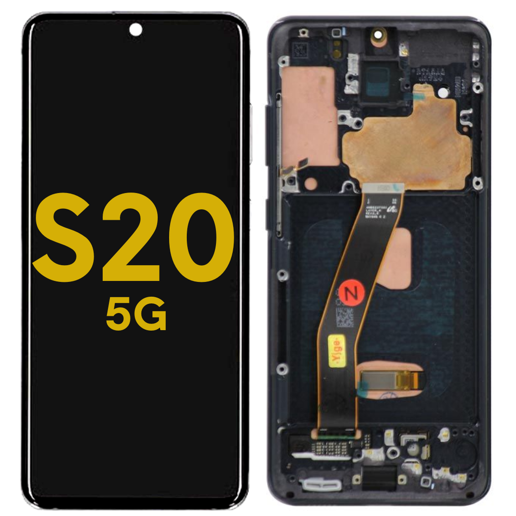 OLED LCD ASSEMBLY WITH FRAME COMPATIBLE FOR SAMSUNG S20 G980 G981 INTERNATIONAL VERSION  PREMIUM BLACK COLOR