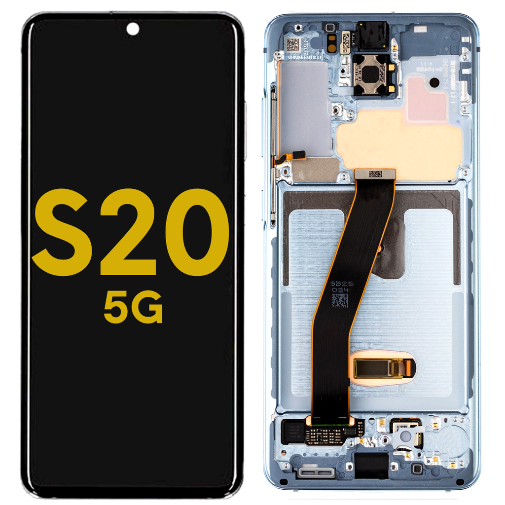 OLED LCD ASSEMBLY WITH FRAME COMPATIBLE FOR SAMSUNG S20 G980 G981 PREMIUM BLUE COLOR