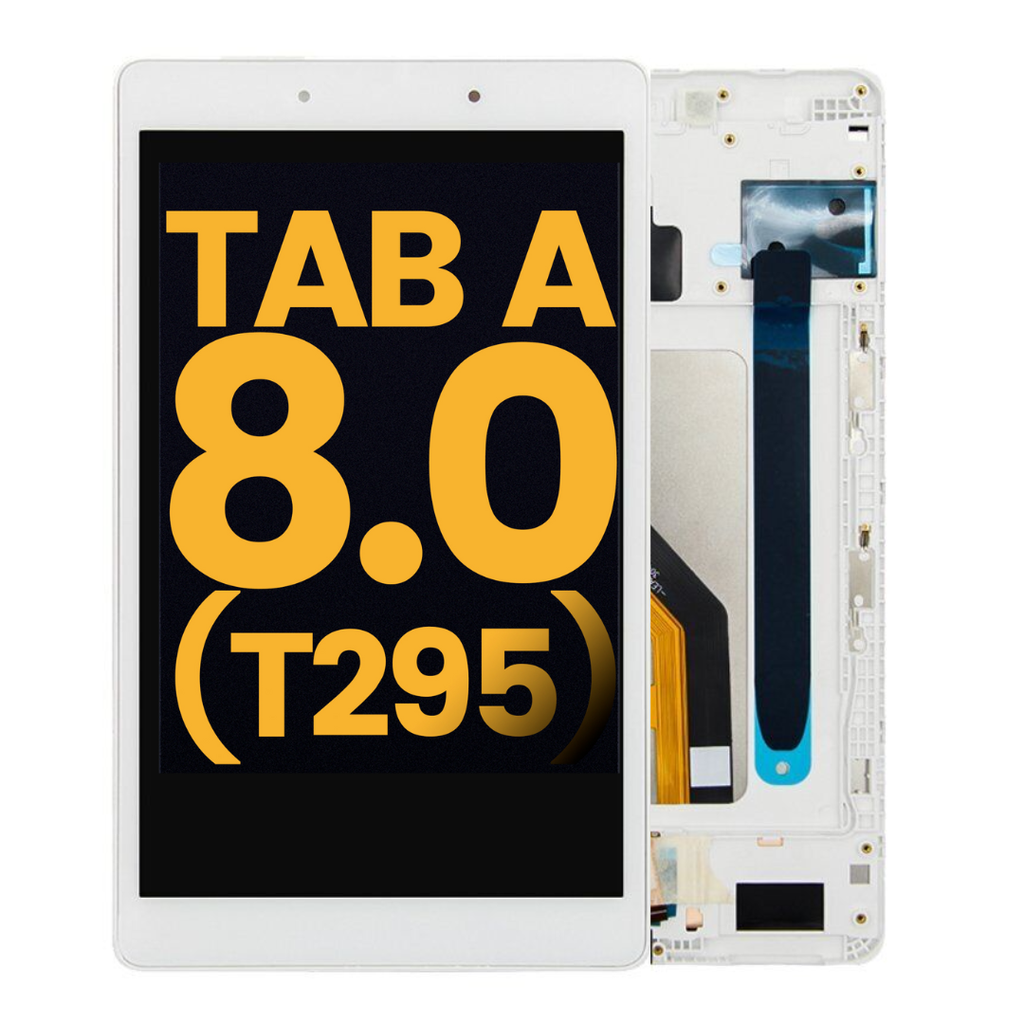 LCD ASSEMBLY WITH FRAME (COMPLETE) COMPATIBLE FOR SAMSUNG TAB A 8.0" 2019 T295 LTE VERSION PREMIUM WHITE COLOR