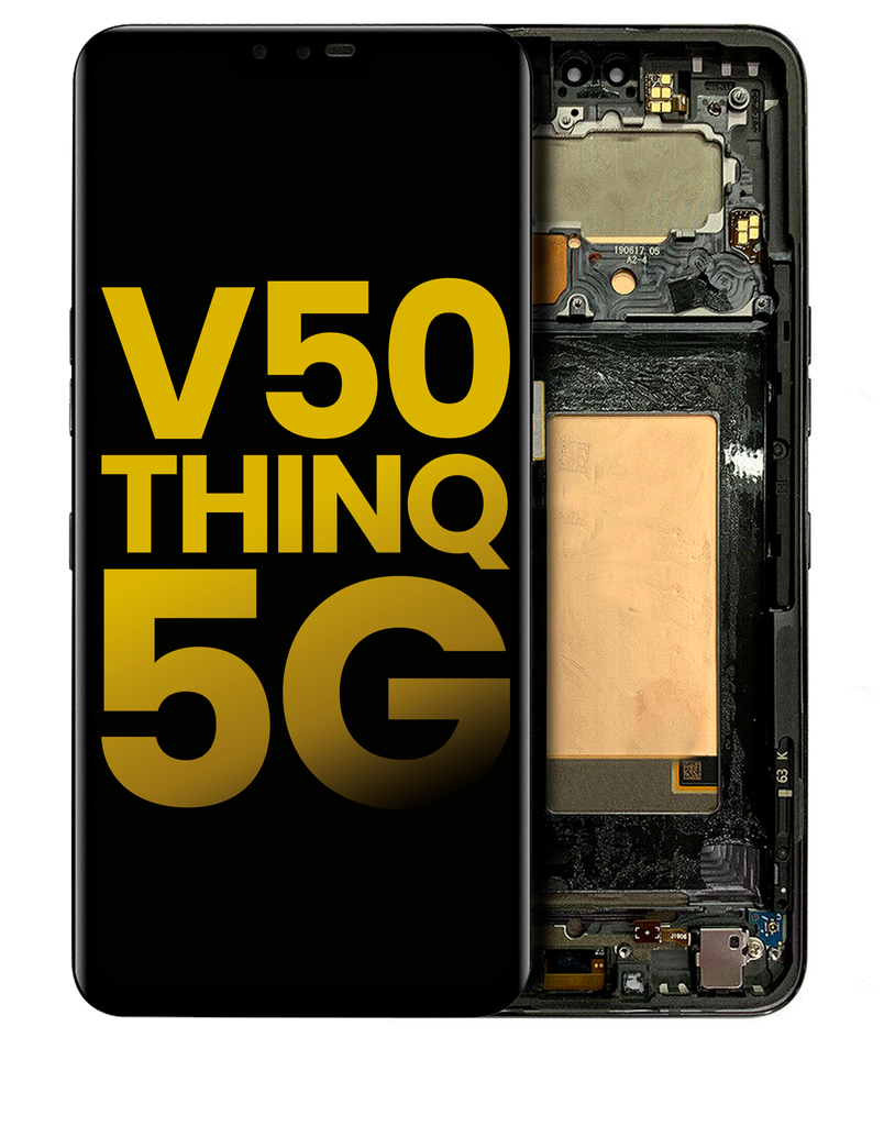 OLED LCD ASSEMBLY WITH FRAME COMPATIBLE FOR LG V50 THINQ 5G LM-V500 V450PM PREMIUM BLACK COLOR
