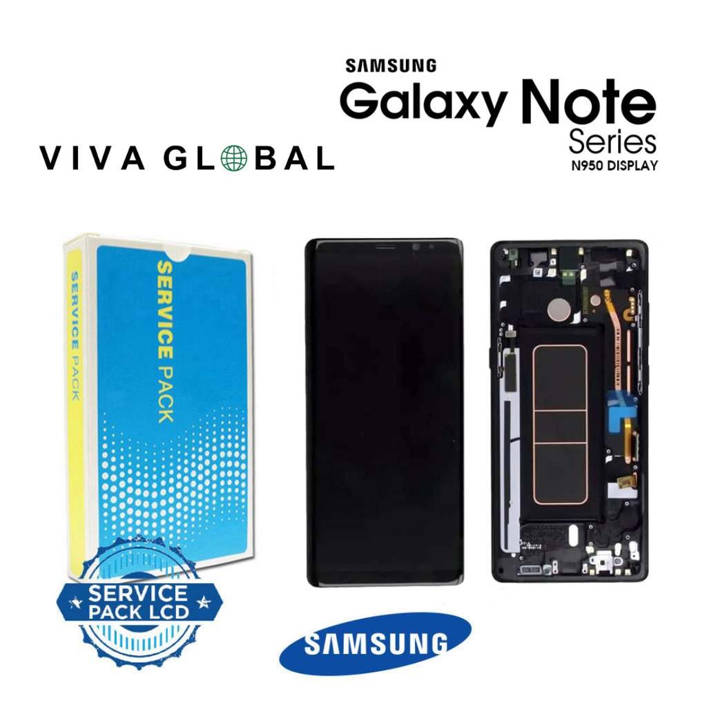 SAMSUNG ORIGINAL SERVICE PACK LCD WITH FRAME NOTE 8 N950 GH97-21065A BLACK COLOR