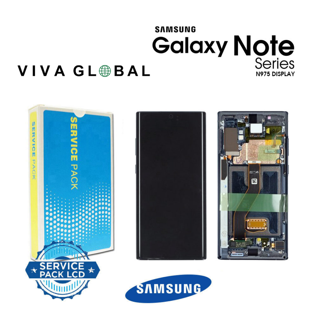 SAMSUNG ORIGINAL SERVICE PACK LCD WITH FRAME NOTE 10 PLUS GH82-20838B BLACK COLOR