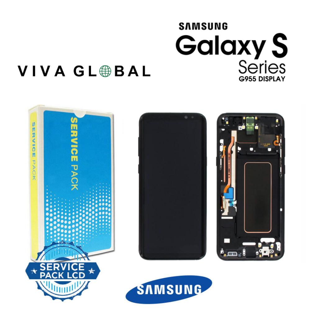 SAMSUNG ORIGINAL SERVICE PACK LCD WITH FRAME  S8 PLUS G955F GH97-20470A BLACK COLOR
