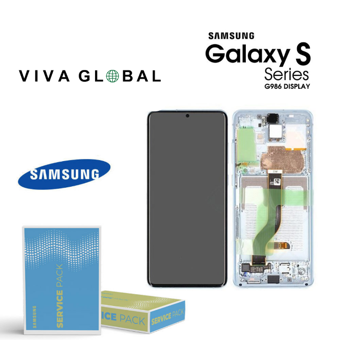 SAMSUNG ORIGINAL SERVICE PACK LCD WITH FRAME S20 PLUS G986 GK82-22134D 22145D BLUE COLOR