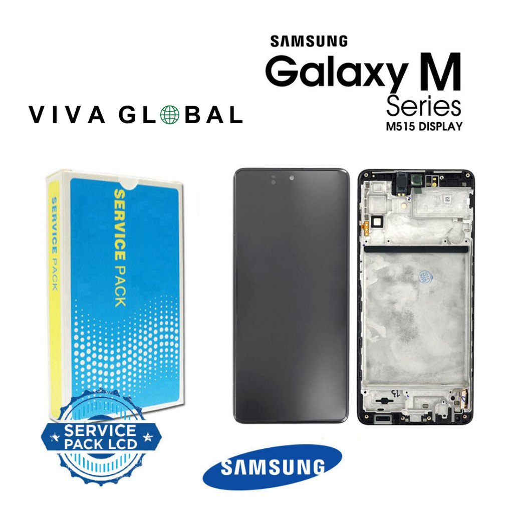 SAMSUNG ORIGINAL SERVICE PACK LCD WITH FRAME M515 M51 2020 GH82-24168A GH82-23568A GH82-24167A GH82-24166A BLACK COLOR