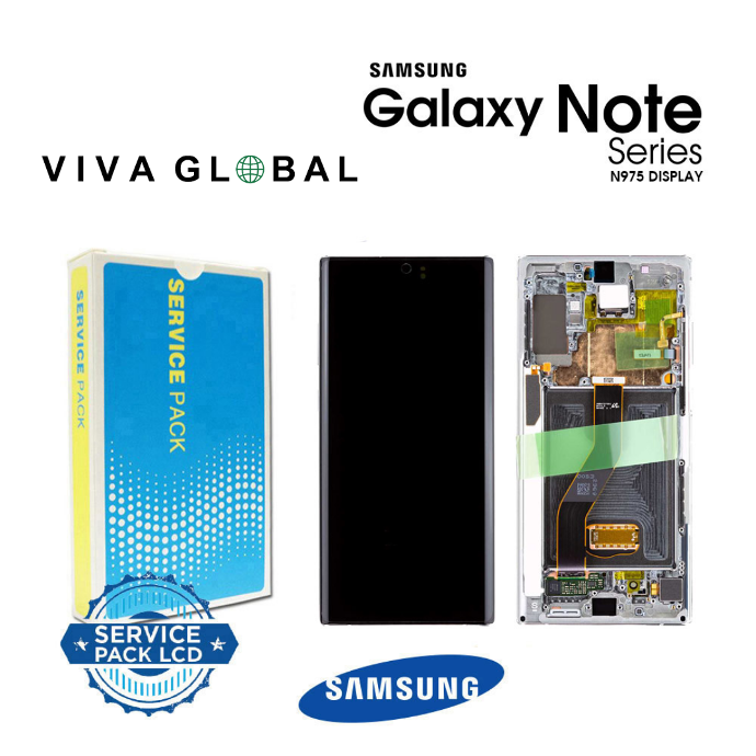 SAMSUNG ORIGINAL SERVICE PACK LCD WITH FRAME NOTE 10 PLUS GH82-20838B WHITE COLOR
