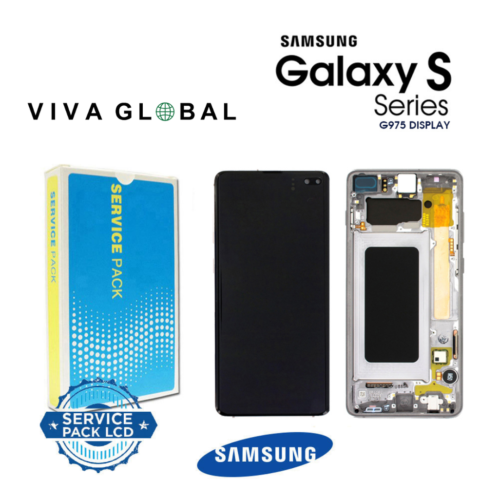 SAMSUNG ORIGINAL SERVICE PACK  WITH FRAME LCD S10 PLUS G975G GH82-18834B WHITE COLOR