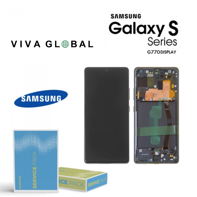 SAMSUNG ORIGINAL SERVICE PACK LCD WITH FRAME S10 LITE SM-G770 S10LITE 2020 GH82-21672A GH82-22045A GH82-21992A BLACK COLOR