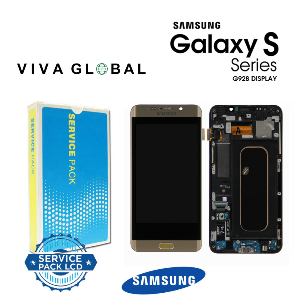 SAMSUNG ORIGINAL SERVICE PACK LCD WITH FRAME S6 EDGE PLUS 2015 SM-G928 GH97-17819A GH97-17852A GOLD COLOR