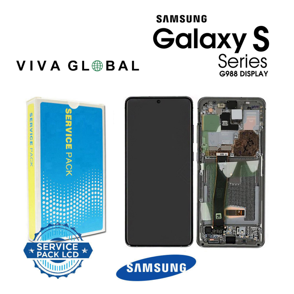 SAMSUNG ORIGINAL SERVICE PACK LCD WITH FRAME S20 ULTRA 2020 SM-G988 GH82-26032C GH82-26033C NO CAMERA WHITE COLOR