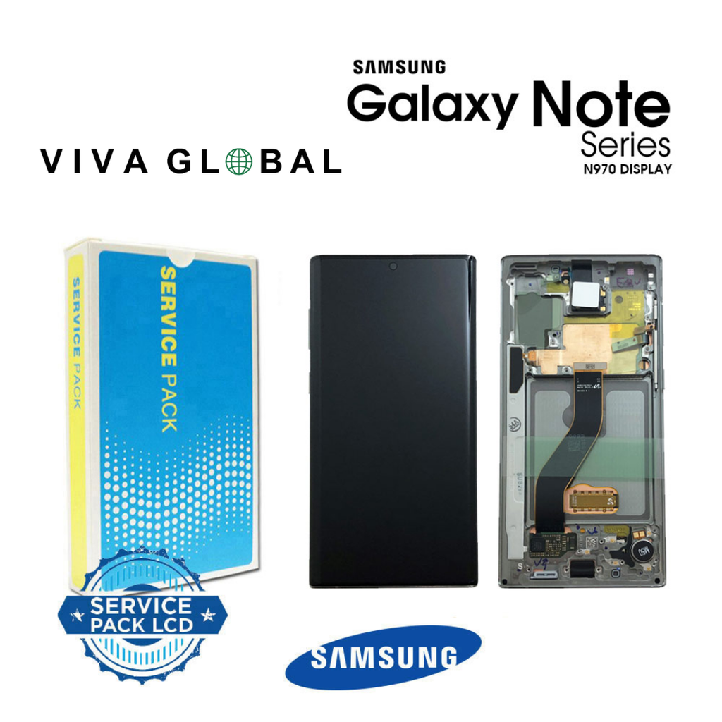 SAMSUNG ORIGINAL SERVICE PACK LCD WITH FRAME NOTE 10 SM-N970F 2019 AURA GH82-20818C GH82-20817C GLOW SILVER COLOR