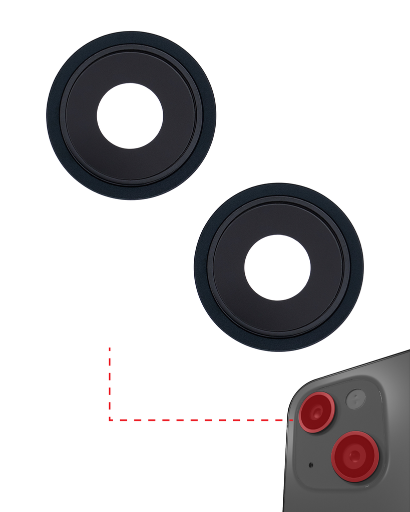 BACK CAMERA LENS GLASS ONLY WITH ADHESIVE COMPATIBLE FOR IPHONE 13 / 13 MINI PREMIUM