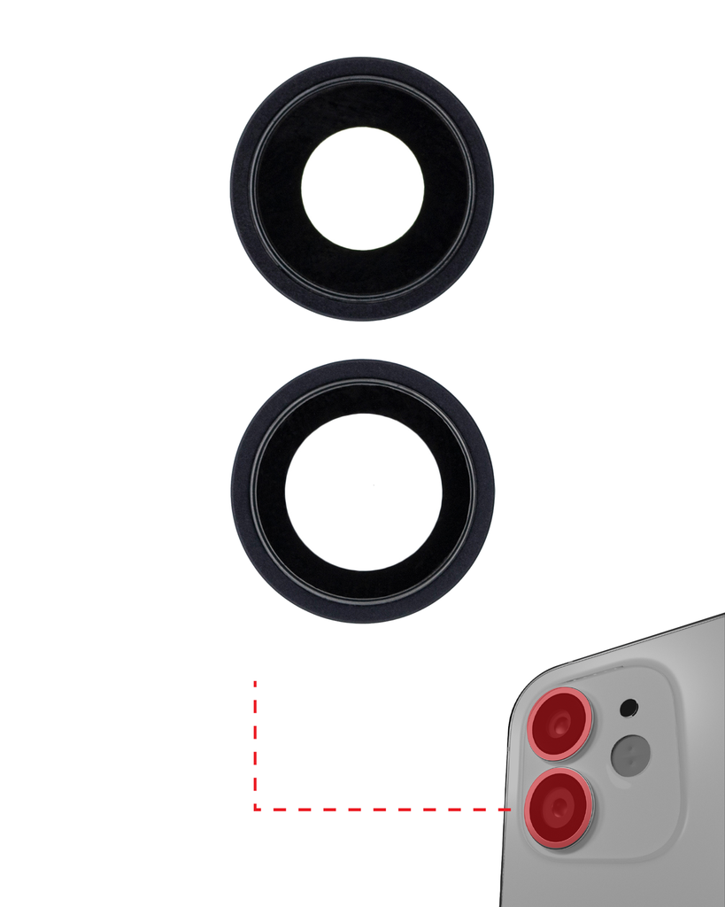 BACK CAMERA LENS GLASS ONLY WITH ADHESIVE COMPATIBLE FOR IPHONE 12 / 12 MINI PREMIUM