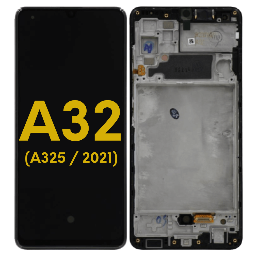 OLED LCD ASSEMBLY WITH FRAME COMPATIBLE FOR SAMSUNG A32 A325 2021 4G PREMIUM BLACK COLORS