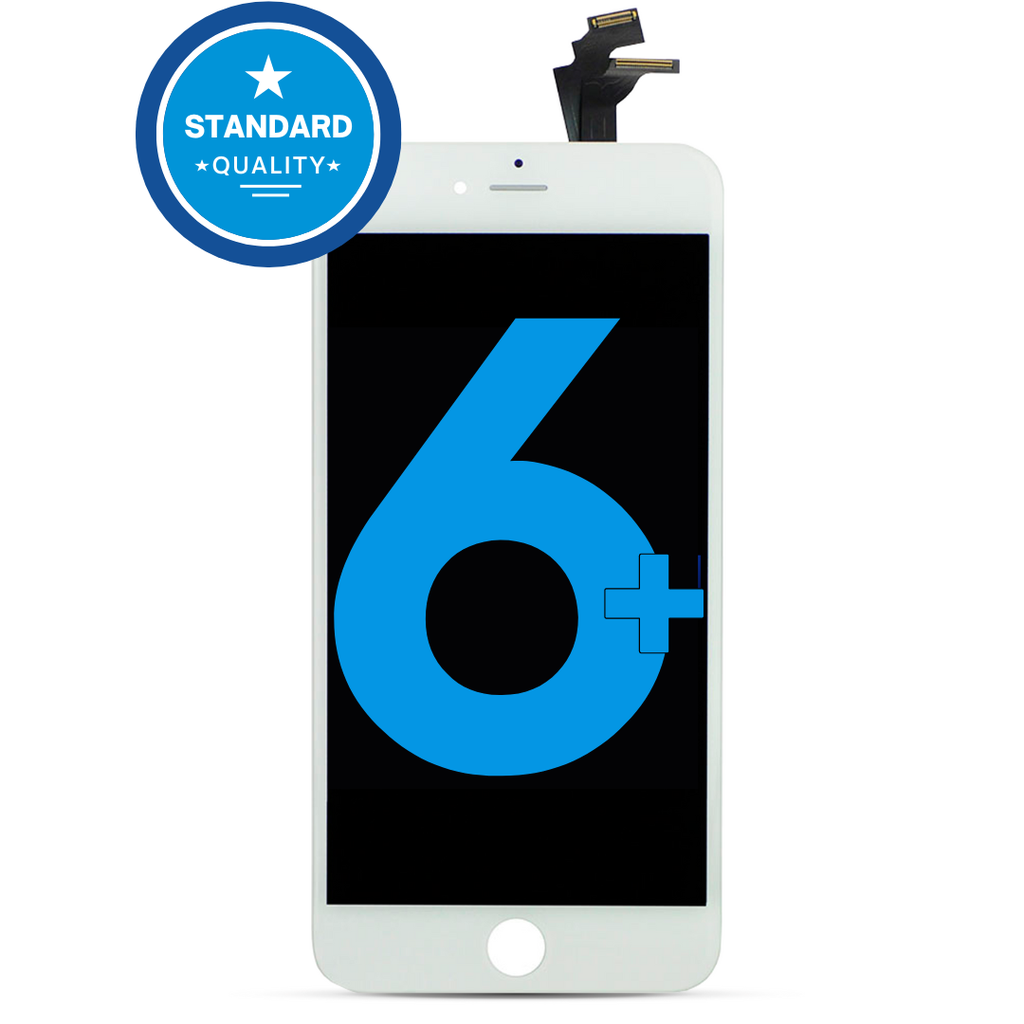 LCD ASSEMBLY WITH STEEL PLATE PRE INSTALLED COMPATIBLE FOR IPHONE 6 PLUS WHITE STANDARD