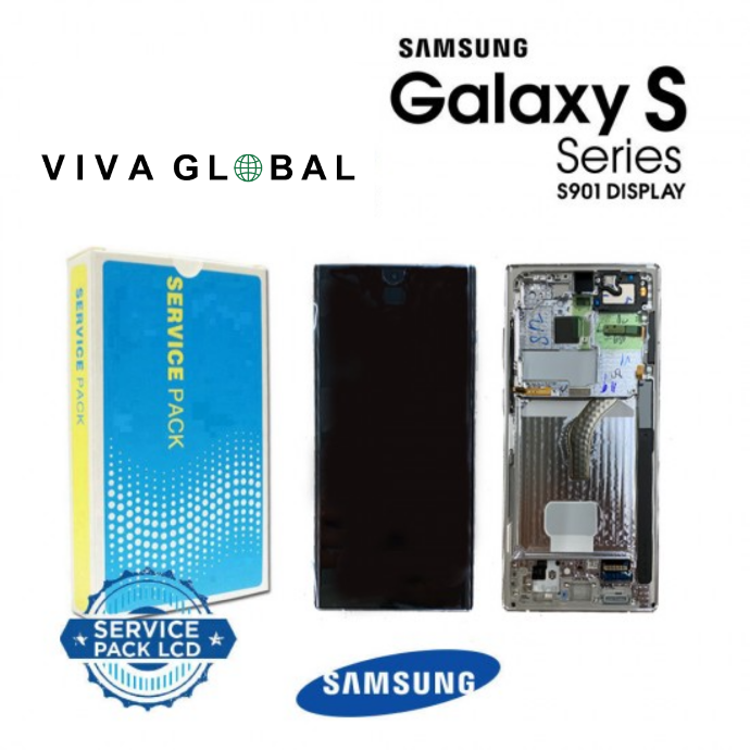 SAMSUNG ORIGINAL SERVICE PACK LCD WITH FRAME 2SS 2022 SM-S901 GH82-27520E GH82-27521E GRAPHITE GRAY