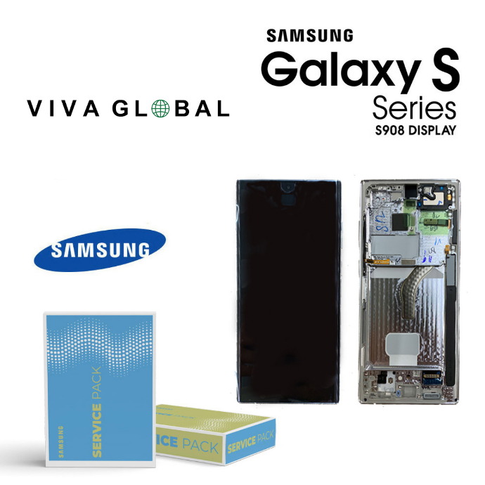 SAMSUNG ORIGINAL SERVICE PACK LCD WITH FRAME S22 ULTRA 2022 SM-S908 GH82-27488A GH82-27489A 22 BLACK COLOR