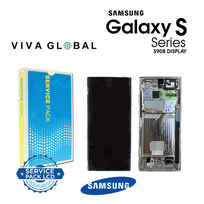 SAMSUNG ORIGINAL SERVICE PACK LCD S22 ULTRA 2022 SM-S908 GH82-27488C GH82-27489C WHITE COLOR