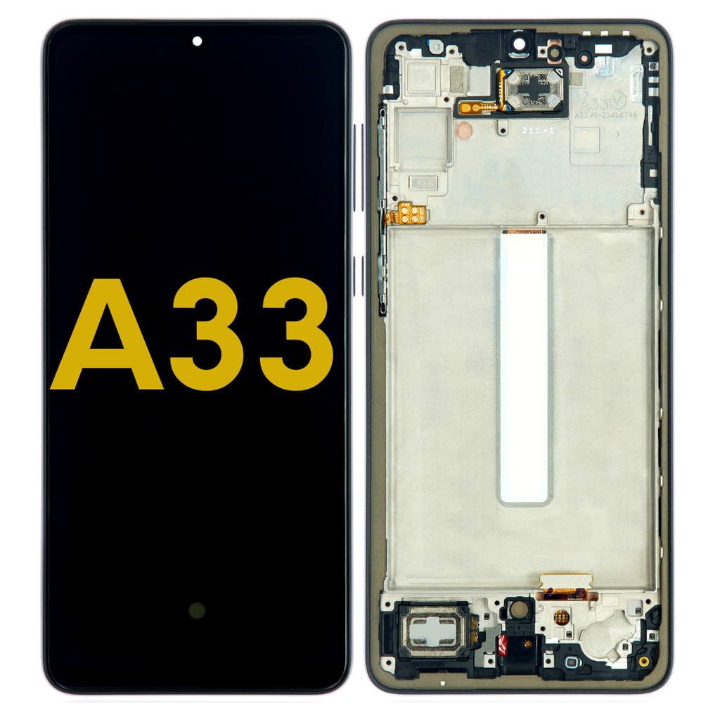 OLED LCD ASSEMBLY WITH FRAME COMPATIBLE FOR SAMSUNG A33 A336 2020 5G PREIMIUM BLACK COLOR