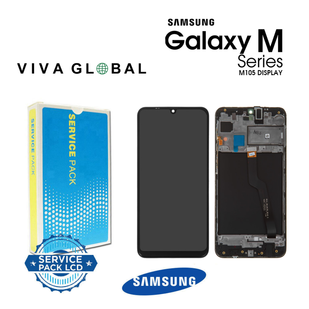 SAMSUNG ORIGINAL SERVICE PACK LCD WITH FRAME M10 2019 SM-M105 GH82-18685A GH82-19366A BLACK COLOR