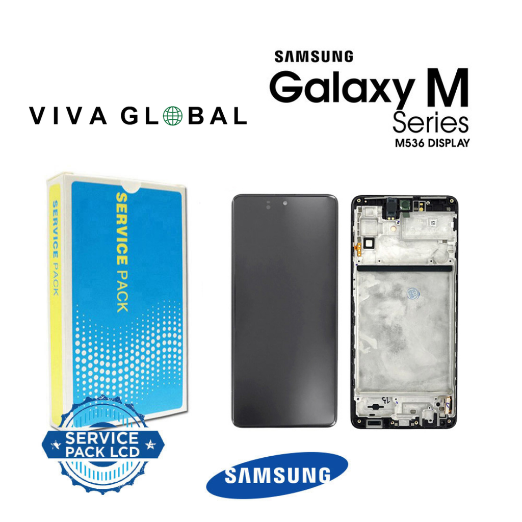 SAMSUNG ORIGINAL SERVICE PACK LCD WITH FRAME M53 5G 2022 SM-M536 GH82-28812A GH82-28895A BLACK COLOR