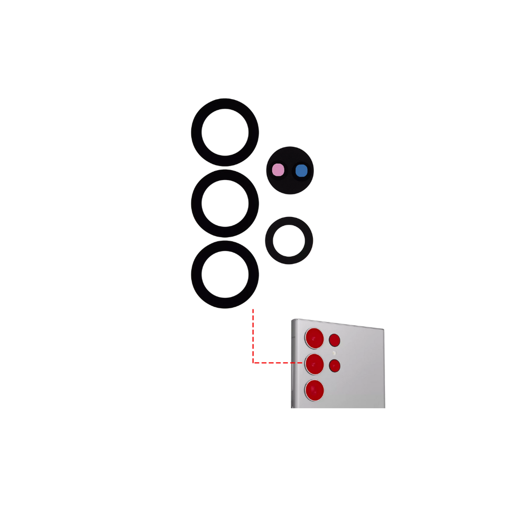 S23 ULTRA BACK CAMERA LENS GLASS ONLY WITH ADHESIVE