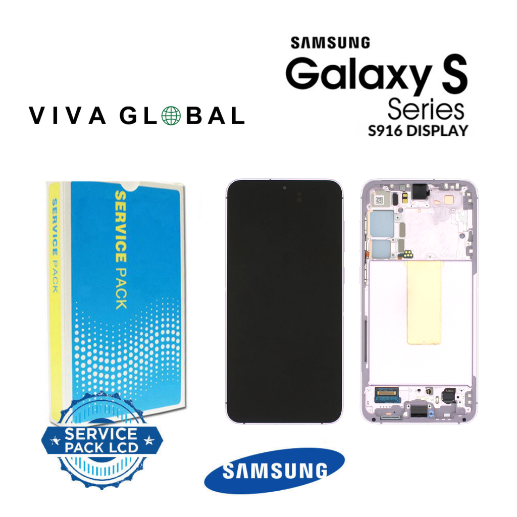 SAMSUNG ORIGINAL SERVICE PACK LCD WITH FRAM SM-S916 S23 PLUS 5G 2023 GH82-30476D / GH82-30477D LAVENDER / LIGHT PINK