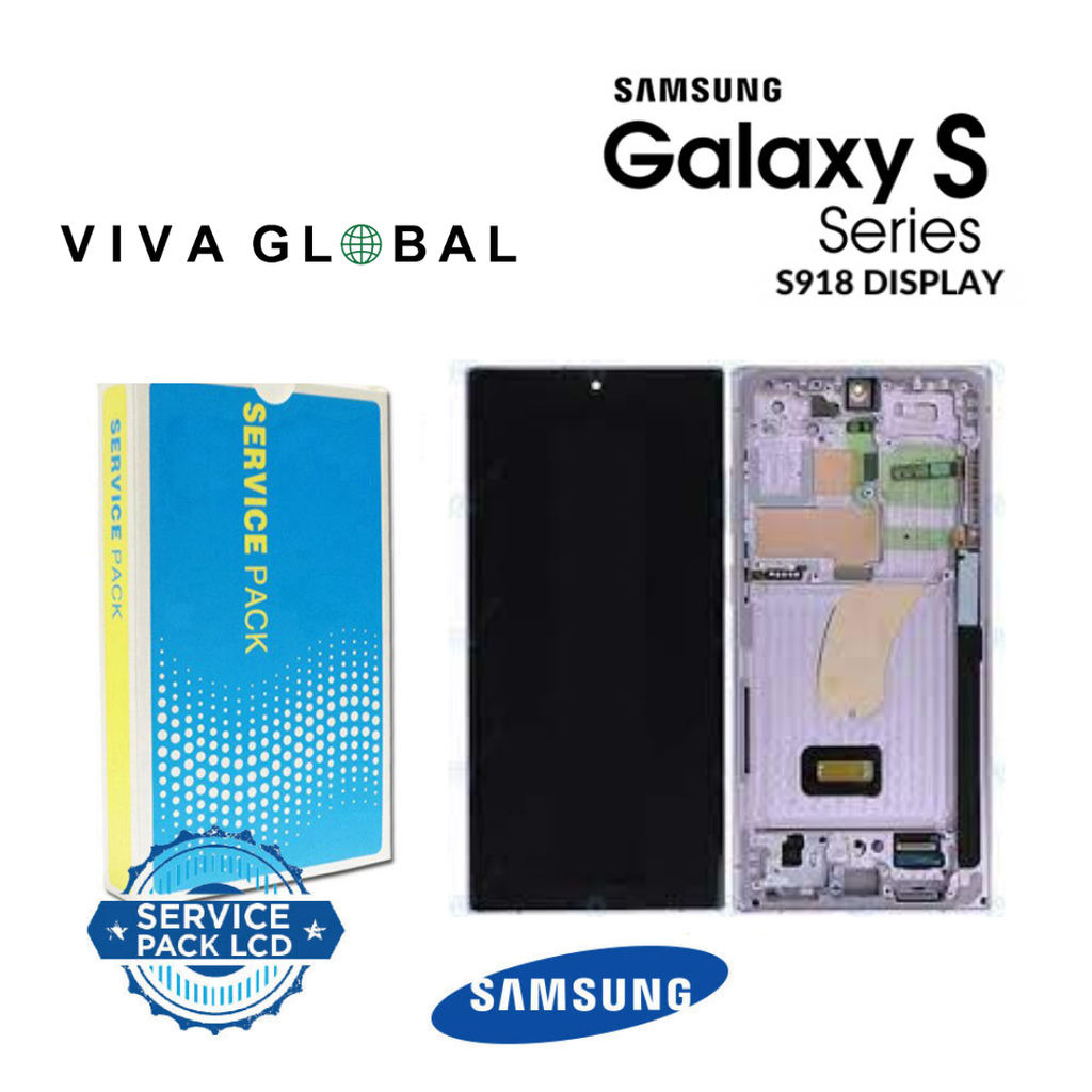 SAMSUNG ORIGINAL SERVICE PACK LCD WITH FRAM SM-S918 S23 ULTRA 5G 2023 GH82-30465D / GH82-30466D LAVENDER / LIGHT PINK