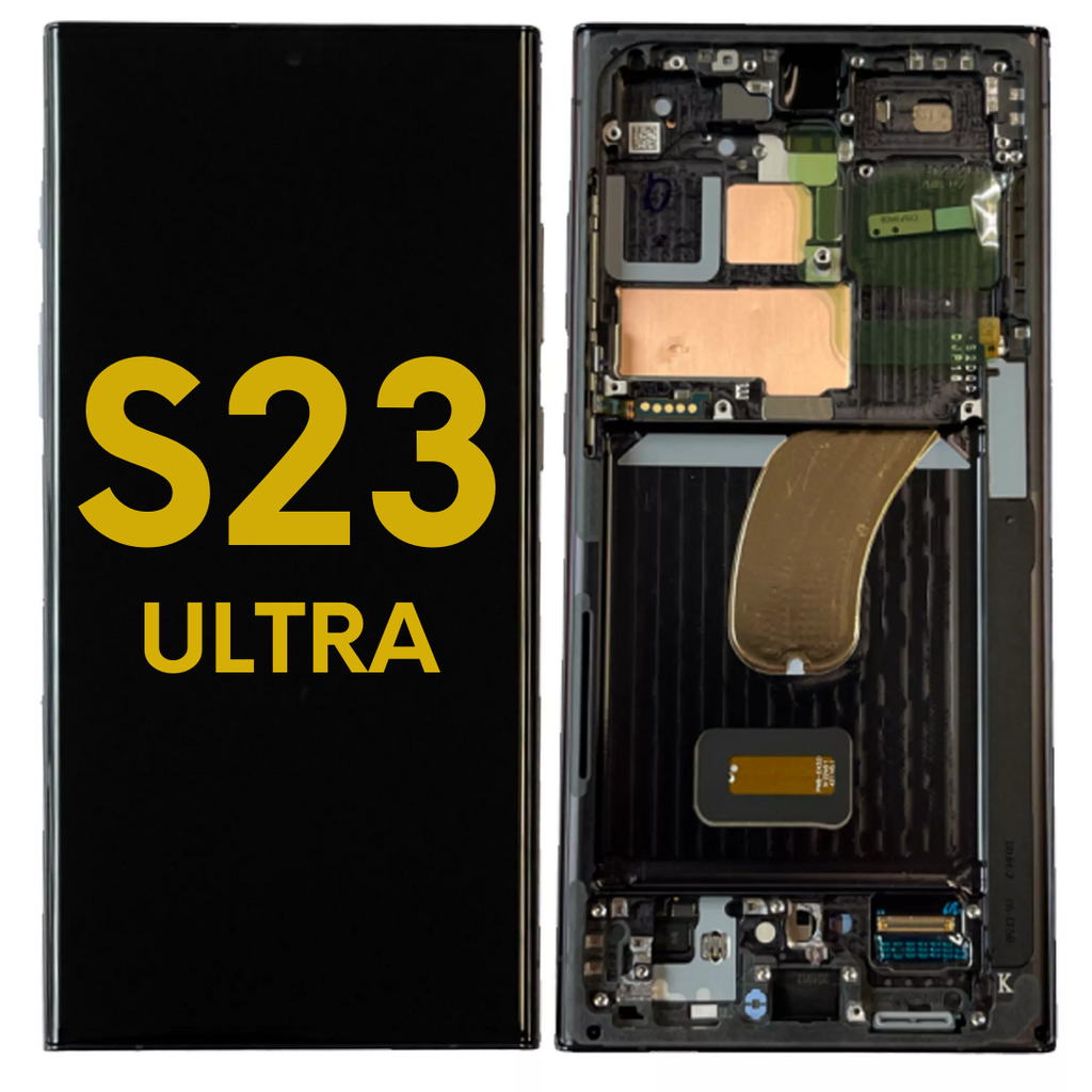 OLED LCD ASSEMBLY WITH FRAME COMPATIBLE FOR SAMSUNG S23 ULTRA US & INTERNATIONAL BLACK COLOR PREMIUM