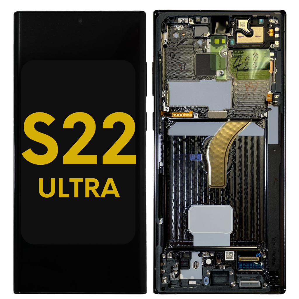 OLED ASSEMBLY WITH FRAME COMPATIBLE FOR SAMSUNG S22 ULTRA US & INTERNATIONAL BLACK PREMIUM