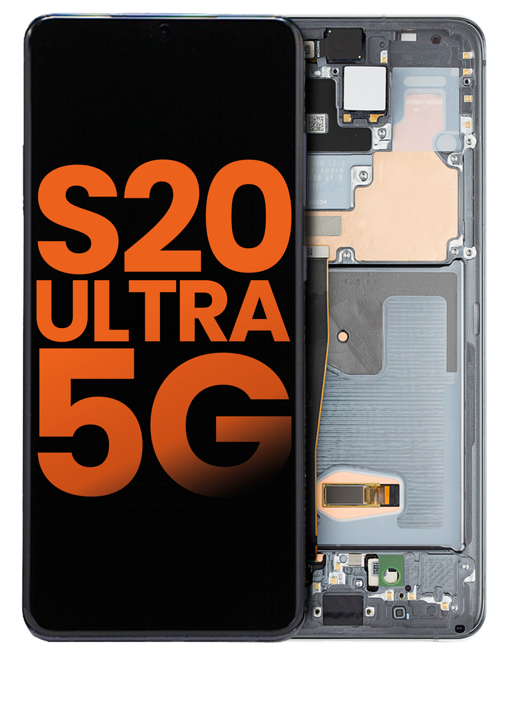 OLED LCD ASSEMBLY WITH FRAME COMPATIBLE FOR SAMSUNG S20 ULTRA 5G A+ BLACK / GRAY COLOR