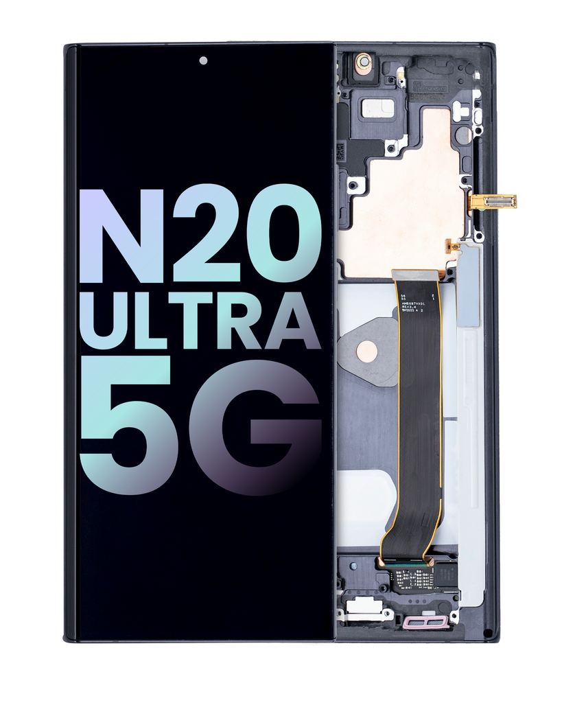 OLED LCD ASSEMBLY WITH FRAME COMPATIBLE FOR SAMSUNG NOTE 20 ULTRA 5G A+ BLACK COLOR