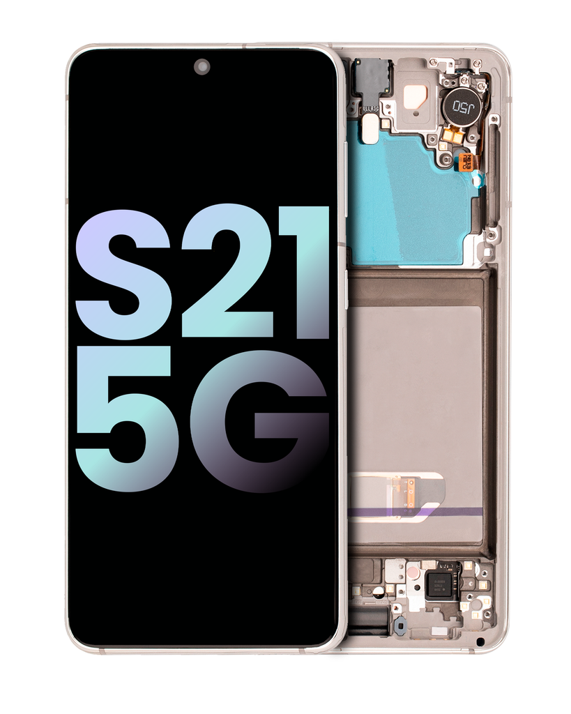 OLED LCD ASSEMBLY WITH FRAME COMPATIBLE FOR SAMSUNG S21 5G A+ SILVER COLOR