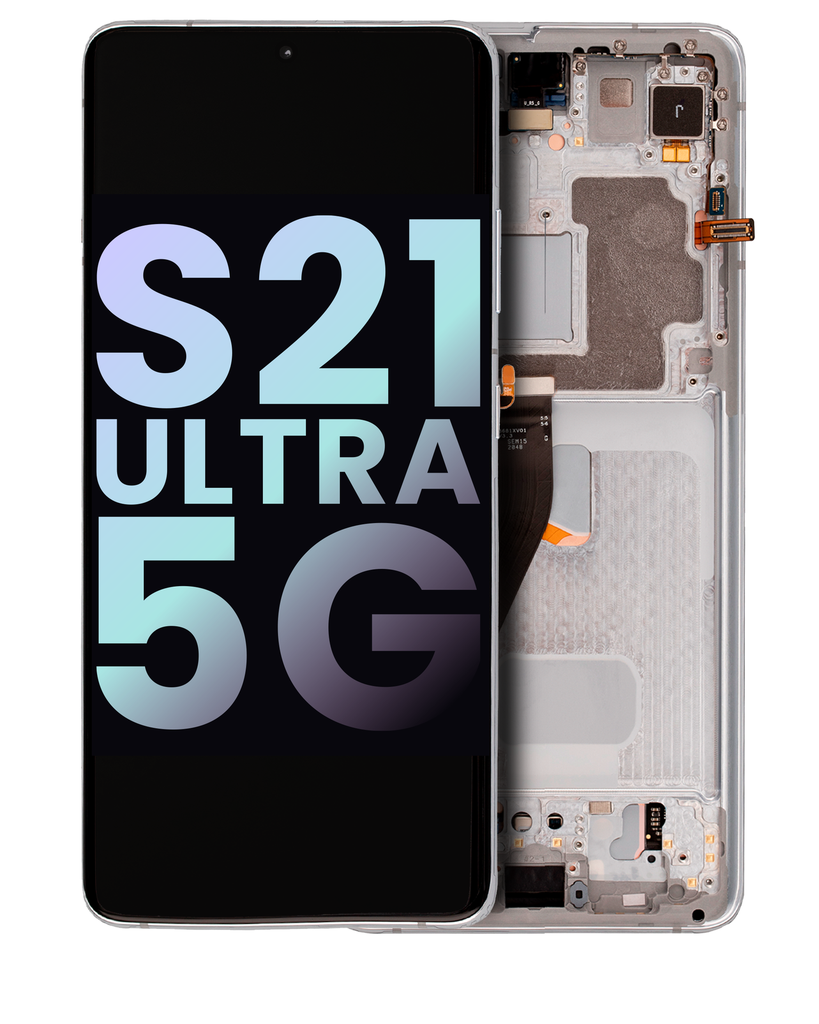 OLED LCD ASSEMBLY WITH FRAME COMPATIBLE FOR SAMSUNG S21 ULTRA A+ SILVER COLOR
