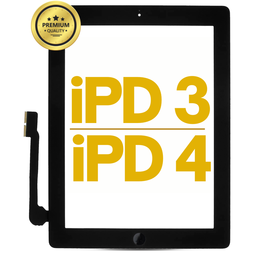DIGITIZER COMPATIBLE FOR IPAD 3 / IPAD 4 /  A1403 / A1416 / A1430 / A1458 / A1459 /  WITH HOME BUTTON PRE-INSTALLED BLACK PREMIUM