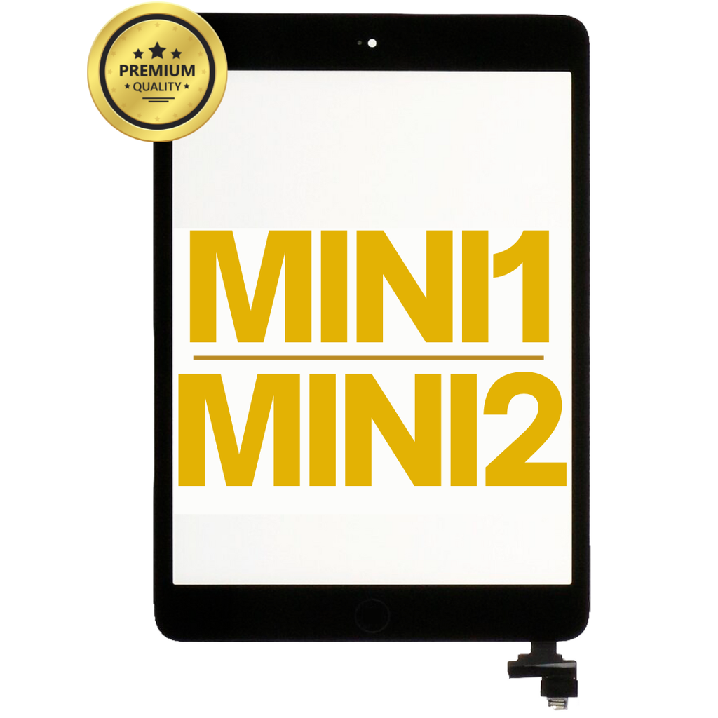 DIGITIZER COMPLETE WITH IC CHIP PRE-INSTALLED HOME BUTTON COMPATIBLE FOR IPAD MINI 1 / IPAD MINI 2 / A1432 / A1454 / A1489 / A1490 / A1491 / BLACK PREMIUM
